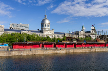 MONTREAL CANADA June 25, 2018: Bonsecours Market (Marche) in Old Montreal, Quebec, Canada. It is...