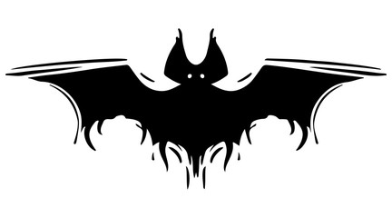 Bat with spread wings hand drawn silhouette illustration