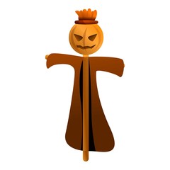 Pumpkin scarecrow icon. Cartoon of pumpkin scarecrow vector icon for web design isolated on white background