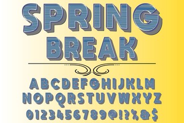 3d font typeface vector named spring break