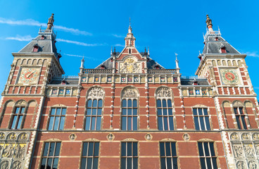Amsterdam, North Holland / Netherlands: The Amsterdam Centraal Station building