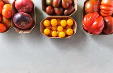 Different kinds of organic tomatoes