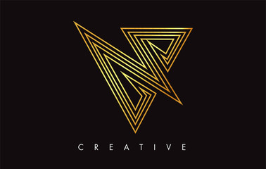 V Letter Logo Icon Design in Golden Colors Monogram. V Gold Logo Modern