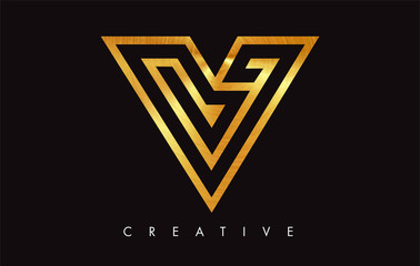 V Letter Logo Icon Design in Golden Colors Monogram. V Gold Logo Modern