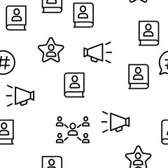 Social Media Vector Seamless Pattern Thin Line Illustration