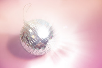 Disco ball light reflection background. Close up.