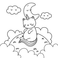 Unicorn cat cartoon vector design