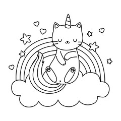 Unicorn cat cartoon vector design