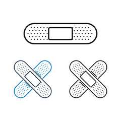 Adhesive plaster line icon set. Vector EPS.