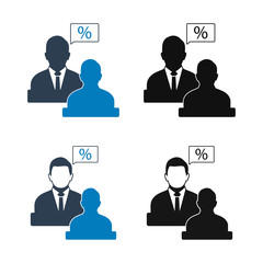 Tax adviser Icon set. Flat style vector.