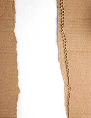 brown paper from the box, torn edge on a white background