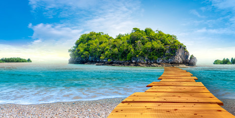 Bright spring scenery of Krabi island pig Photomontage adds beauty to the beauty of natural...