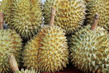 Durian sell at local farm market, King of fruits.