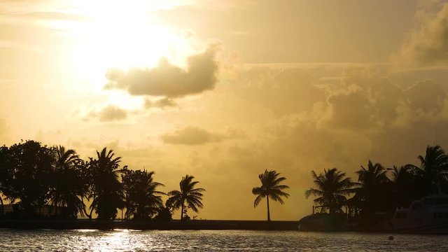 Sunset in Paradise Island Resort in Maldives. Sunset on beach in Paradise Island Resort & Spa in Maldives.
