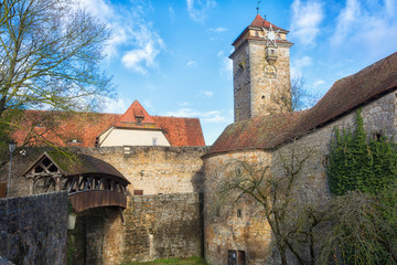 fortress wall in the city of Rothenburg ob der Tauber, Bavaria, Germany