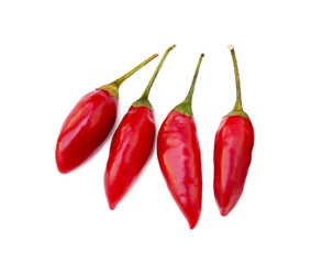 Red hot peppers isolated on white background