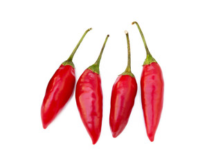 Red hot peppers isolated on white background