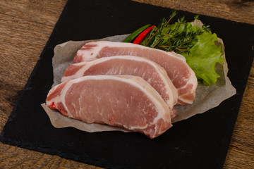 Raw pork steak