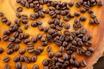 Roasted coffee bean, coffee from Brazil.