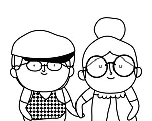 Grandmother and grandfather cartoon vector design
