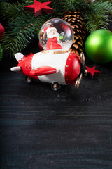 Christmas flat lay scene with golden decorations