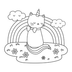 Unicorn cat cartoon vector design
