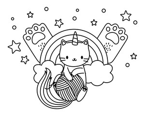 Unicorn cat cartoon vector design