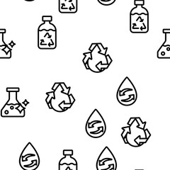 Water Treatment Vector Seamless Pattern Thin Line Illustration