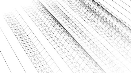 Network connection. Big data. 3D. Technological block on the background. Connect lines and dots. Vector illustration