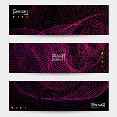 Modern web banner template with fluid blended curves and bright dots