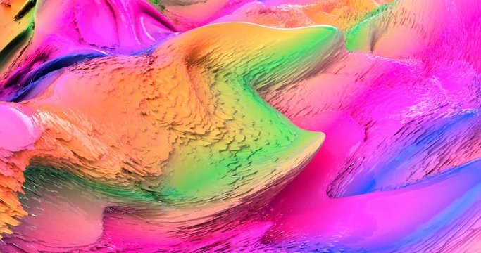Rainbow vibrant creamy paint waves footage