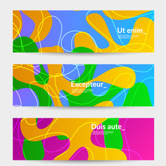 Abstract banner templates with wavy gradient shapes and curvy lines