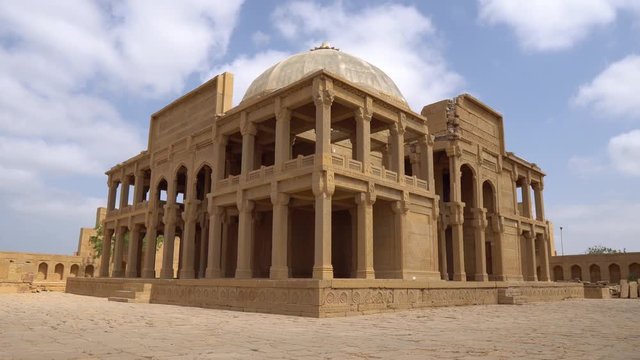 Makli Hill Necropolis UNESCO World Heritage Site Side View of a Mausoleum on a Sunny Blue Sky Day