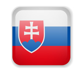 Slovakia Flag. Bright Square Icon. Vector Illustration