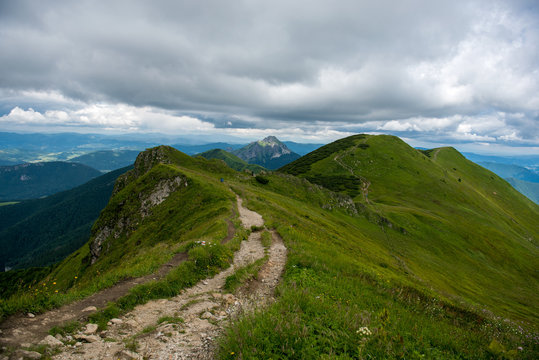 Slovakia mountain from peak Chleb in Fatra.