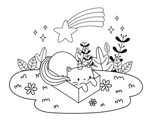 Unicorn cat cartoon vector design