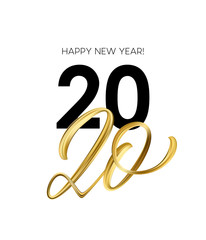 Happy New Year 2020. Lettering greeting inscription. Vector illustration