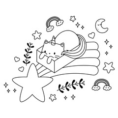 Unicorn cat cartoon vector design