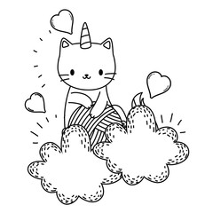 Unicorn cat cartoon vector design