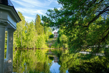 Mustion Linna park view in summer, Finland