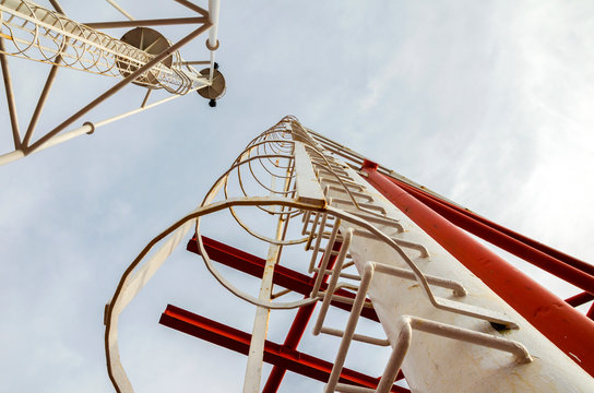 Ladder on a lightning rod