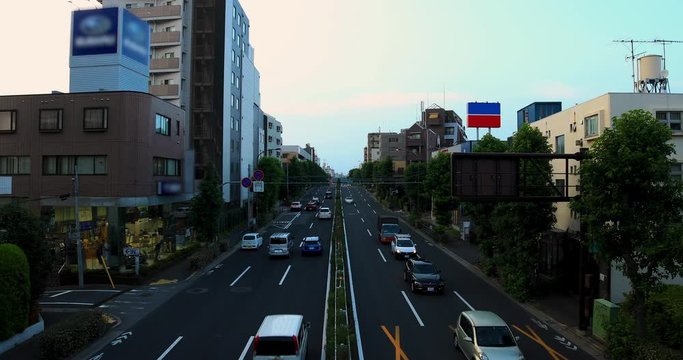A downtown street at Kanpachi avenue in Tokyo daytime