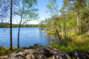 View of The Orajärvi Lake, Nuuksio, Espoo, Finland