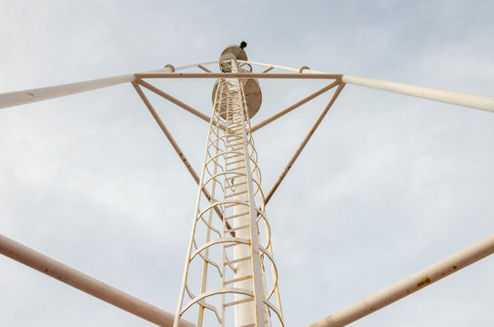 Ladder on a lightning rod