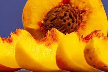 fresh juicy slices of yellow peach