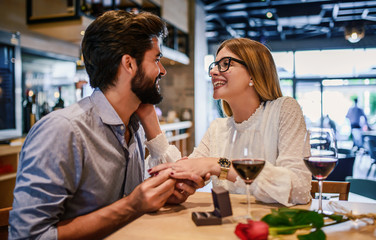 She said yes. Engagement ring for a girlfriend. Dating, love, relationships