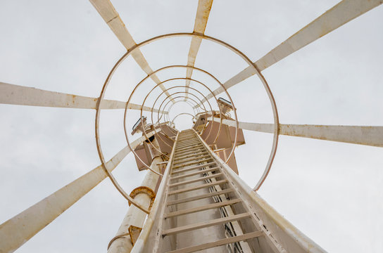 Ladder on a lightning rod