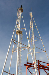 Ladder on a lightning rod