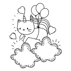 Unicorn cat cartoon vector design