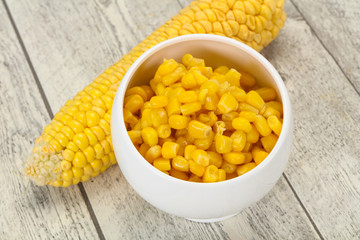 Young corn seeds in the bowl